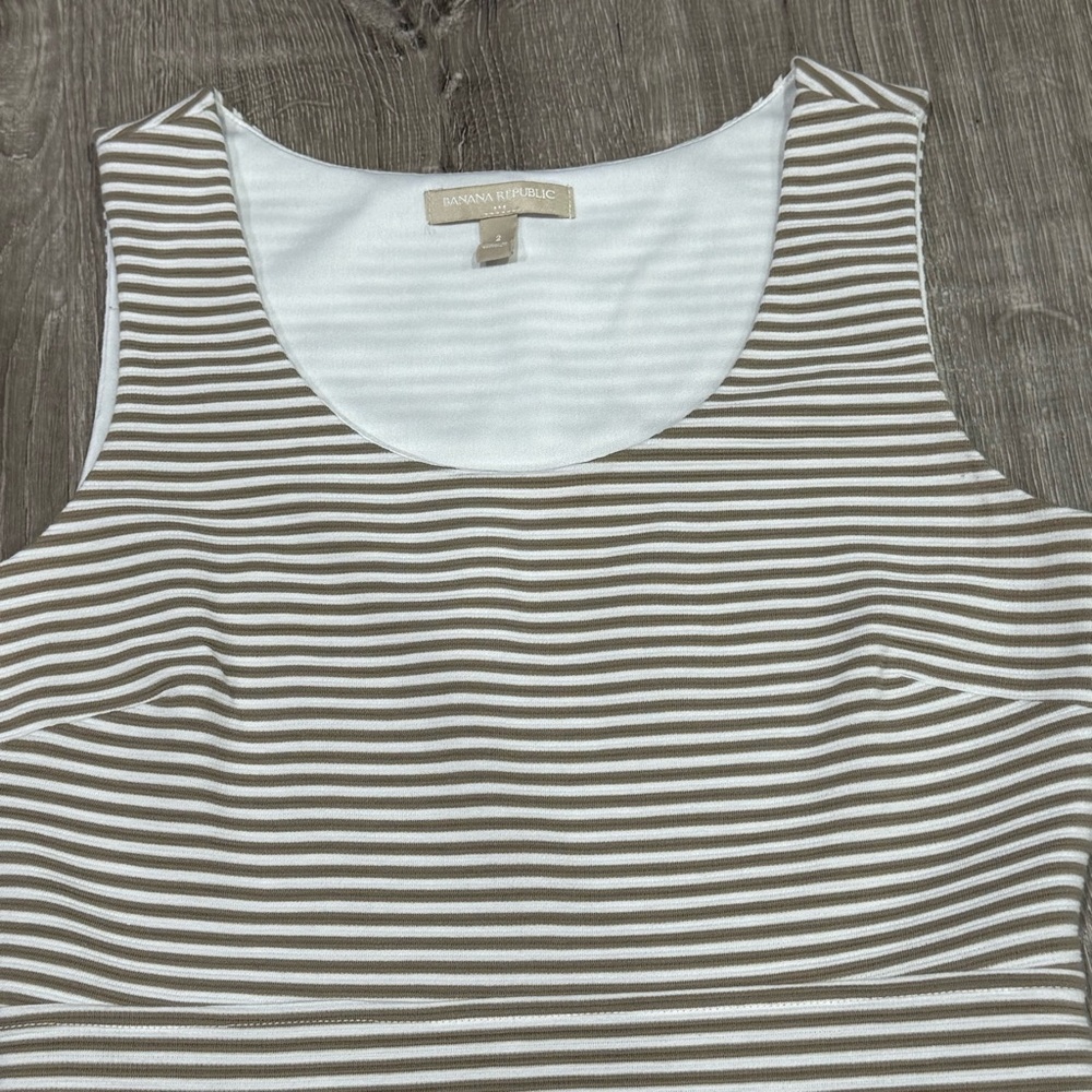Banana Republic tan and white Striped Women's dress Size 2